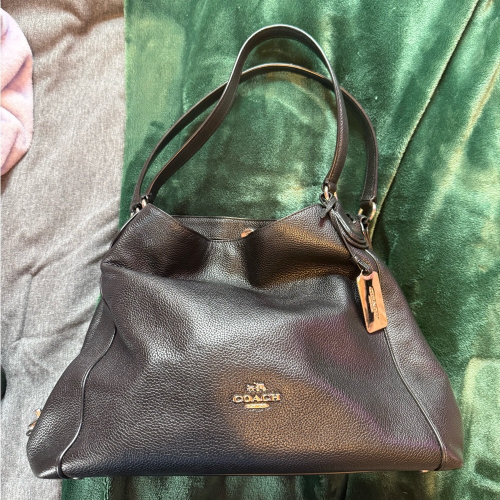 Coach Pebbled Leather Shoulder Bag in Black